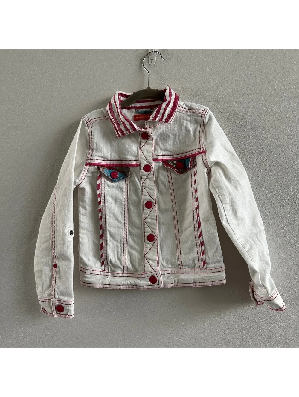 Desigual White Denim Jacket Girl's Size 7/8